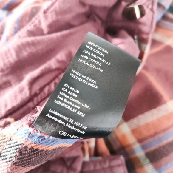 Free People Wide Leg Pants Size 0 Out Of Touch Extreme Plaid Pockets Burgundy - Picture 11 of 12